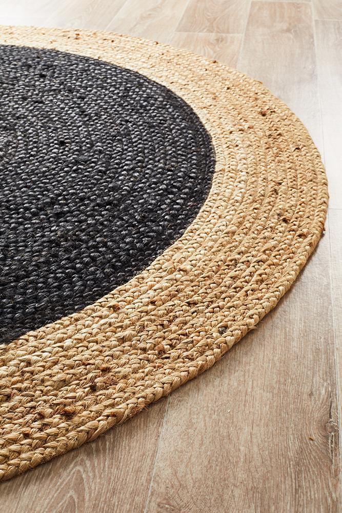 Emma Black Round Rug | Eco-Friendly Rugs Belrose | Rugs 'N' Timber Floors