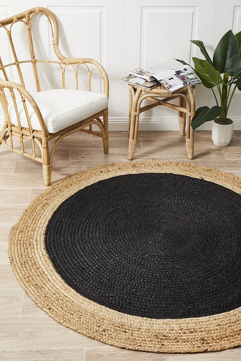 Emma Black Round Rug | Eco-Friendly Rugs Belrose | Rugs 'N' Timber Floors