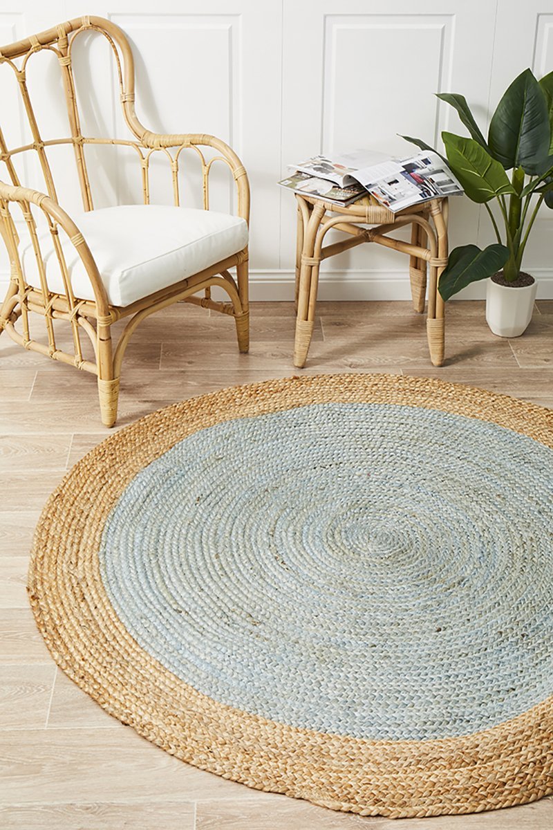 Emma Blue Round Rug | Eco-Friendly Rugs Belrose | Rugs 'N' Timber Floors