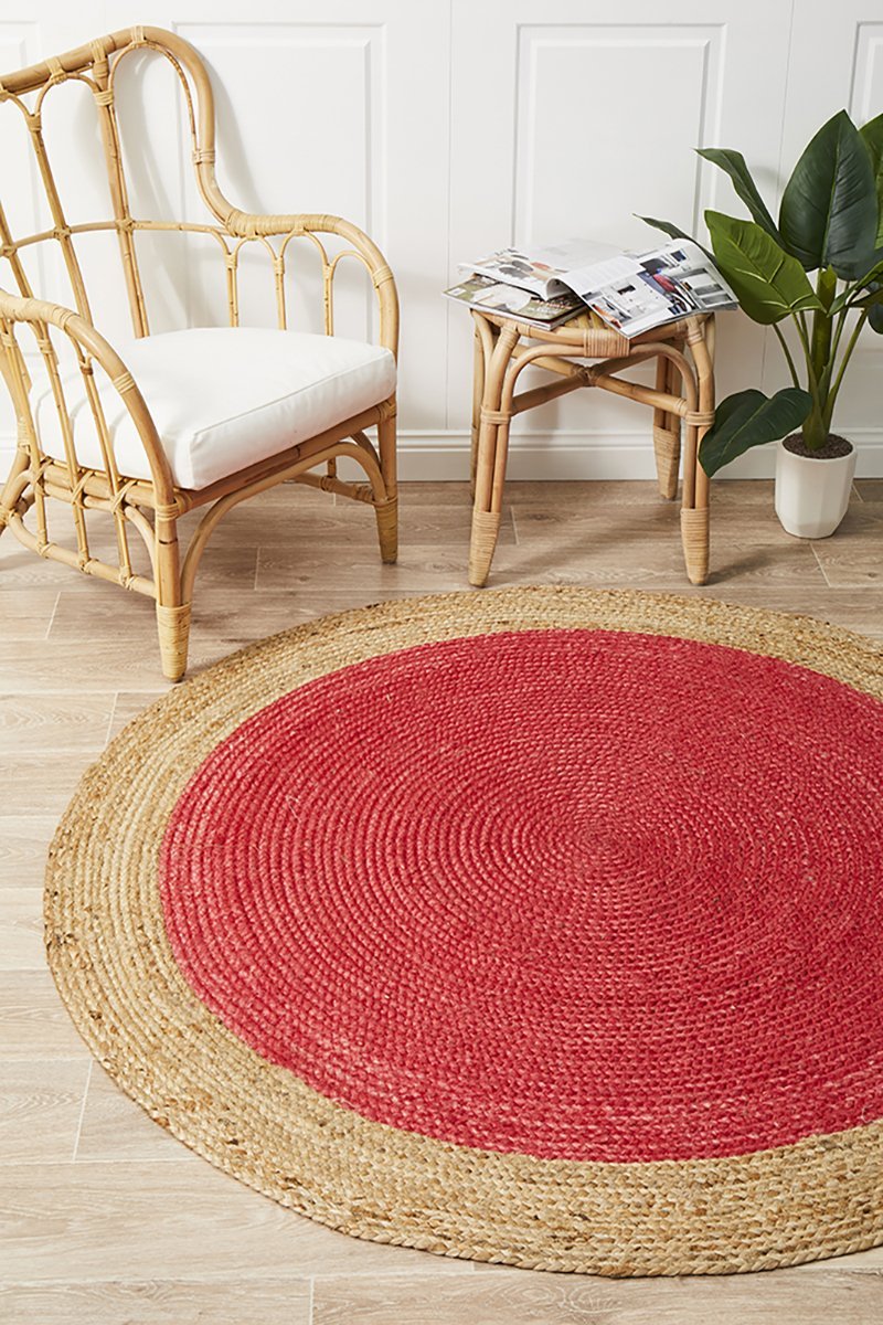 Emma Red Round Rug | Eco-Friendly Rugs Belrose | Rugs 'N' Timber Floors