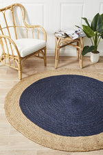 Emma Navy Round Rug | Eco-Friendly Rugs Belrose | Rugs 'N' Timber Floors