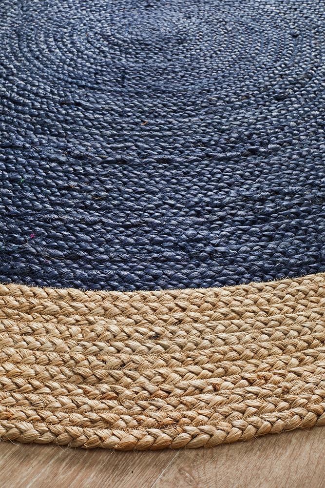 Emma Navy Round Rug | Eco-Friendly Rugs Belrose | Rugs 'N' Timber Floors