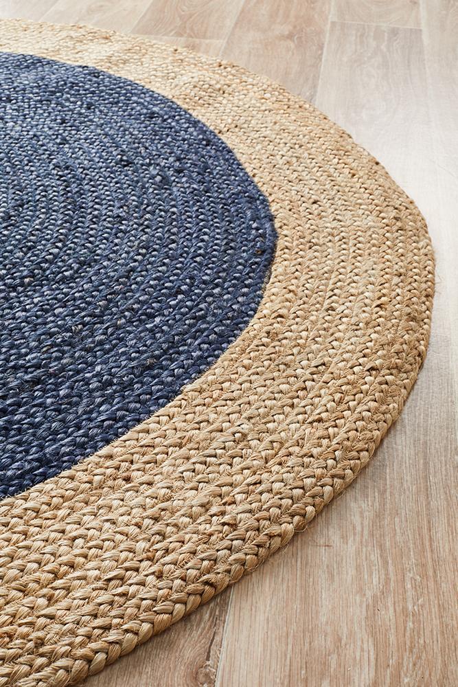 Emma Navy Round Rug | Eco-Friendly Rugs Belrose | Rugs 'N' Timber Floors