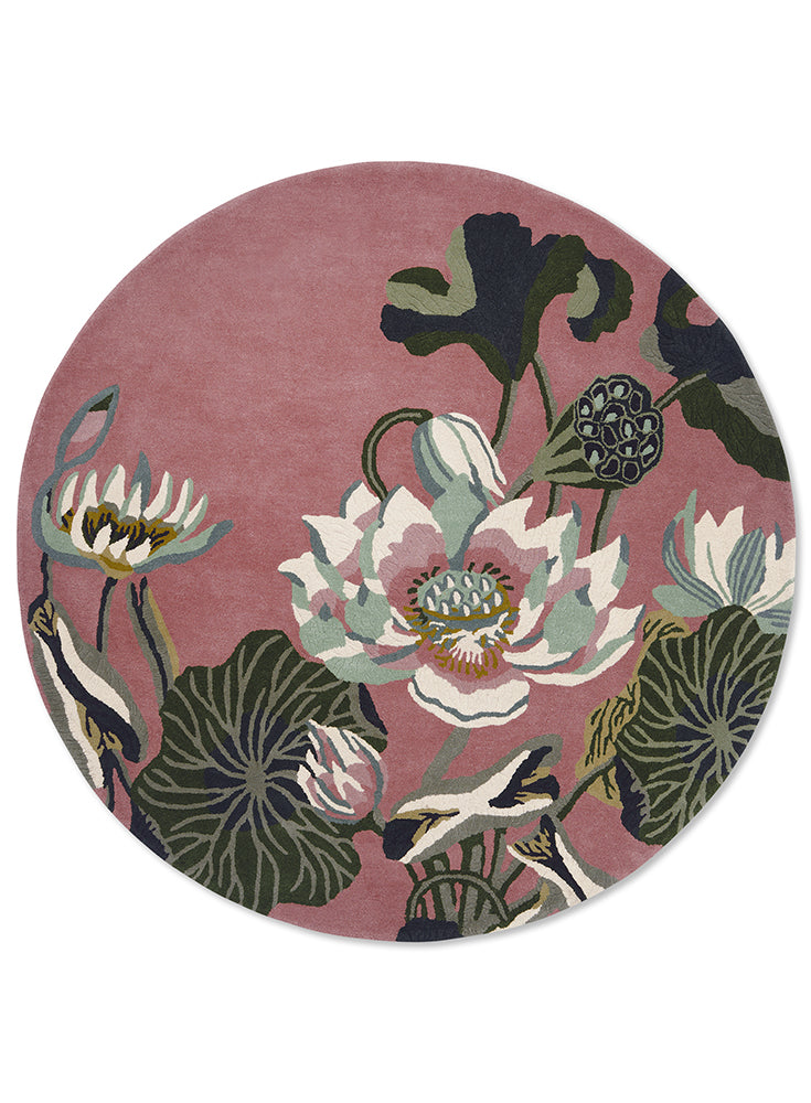 Waterlily Dusty Rose Round Rug | Wedgwood Designer Rugs Belrose | Rugs 'N' Timber