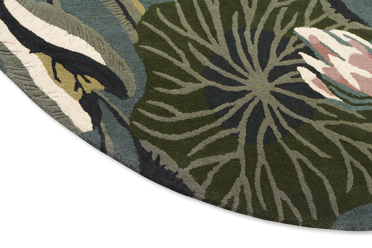 Waterlily Midnight Pond Round Rug | Wedgwood Designer Rugs Belrose | Rugs 'N' Timber