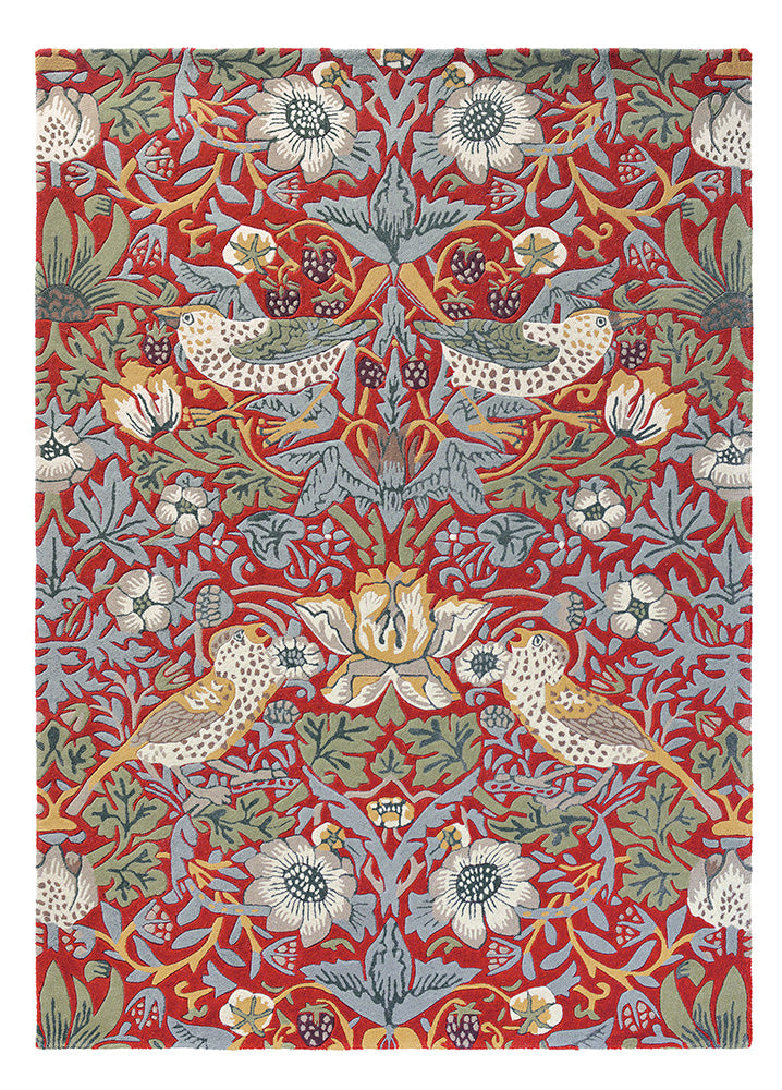 Morris & Co - Strawberry Thief Crimson Rug