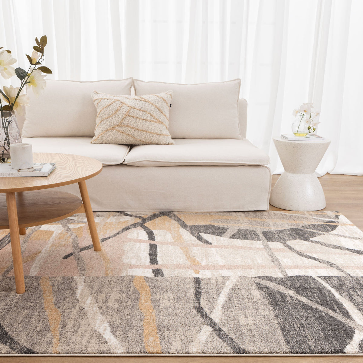 Santana Abstract Beige Rug | Modern Rugs Belrose | Rugs N Timber