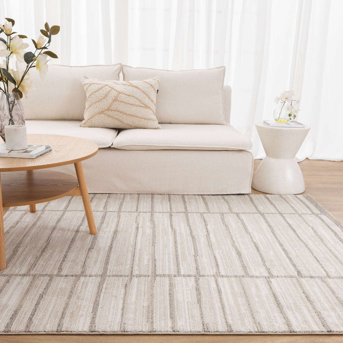 Santana Stripes Cream Rug | Modern Rugs Belrose | Rugs N Timber