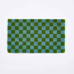 Checkers Blue Green Coir Doormat | Bonnie and Neil Stockist Belrose | Rugs N Timber