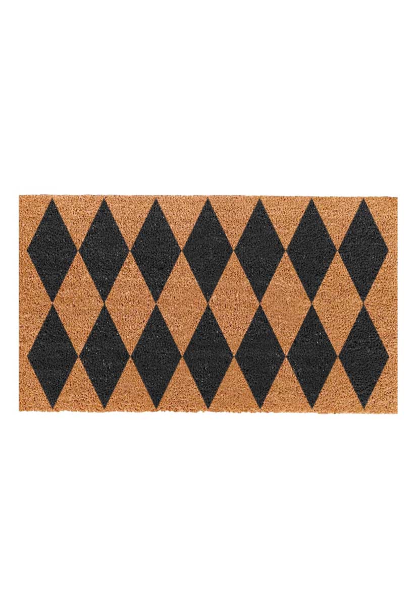 Black Harlequin PVC Coir Doormat | Door Mats Belrose | Rugs N Timber