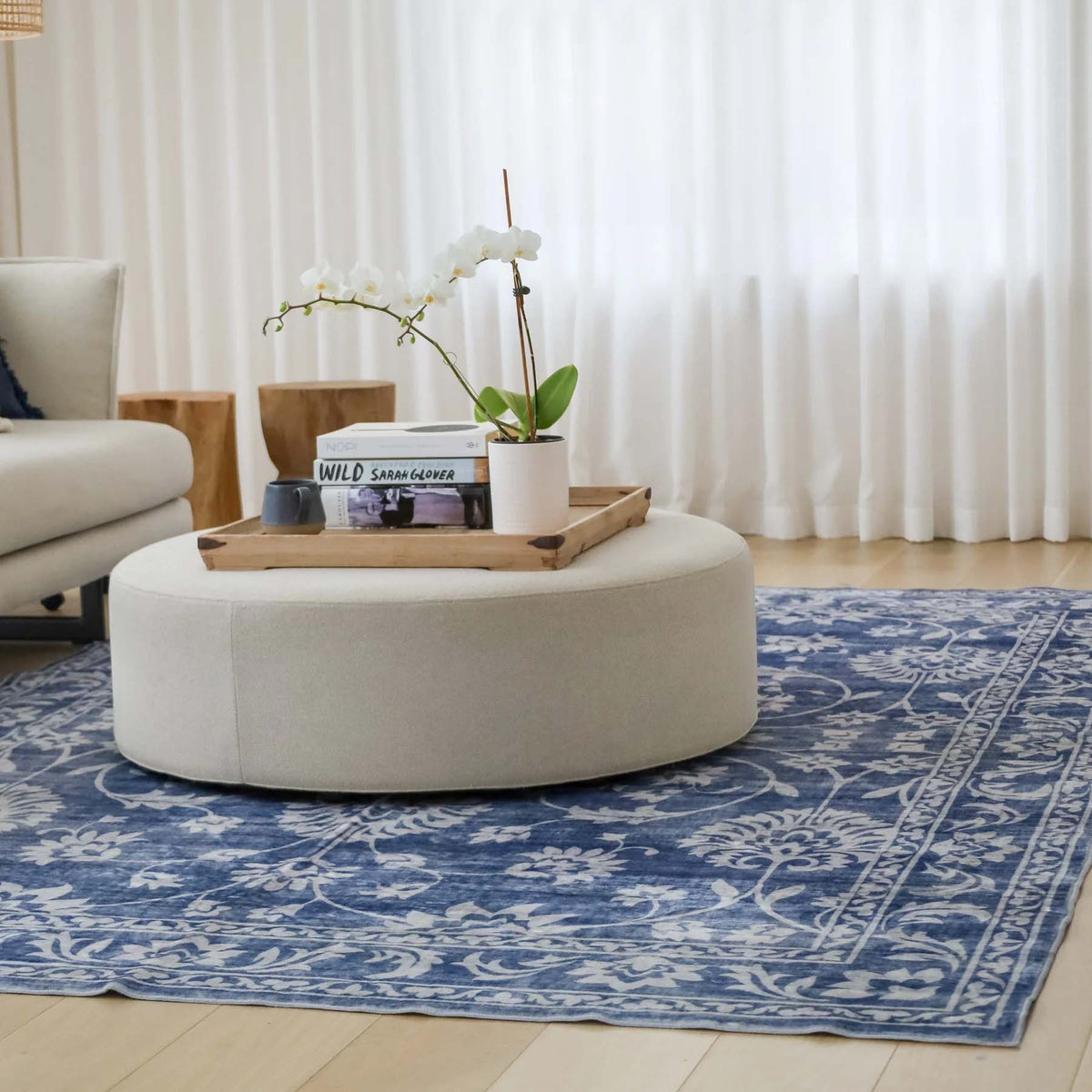 Fabiana Chambray Blue Rug | Washable Rugs Belrose | Rugs N Timber