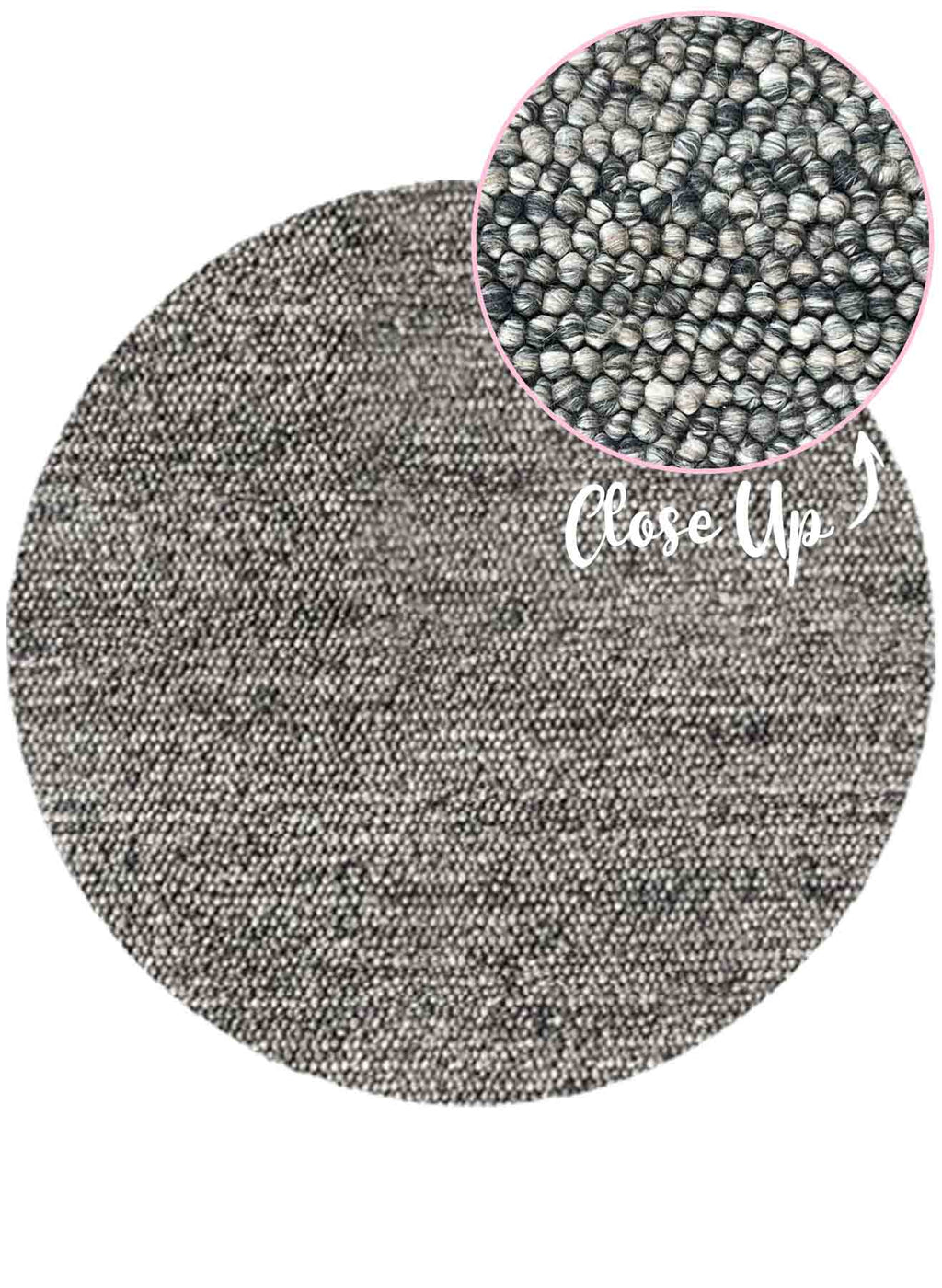 Newtown Charcoal Grey Round Rug | Wool Rugs Belrose | Rugs N Timber