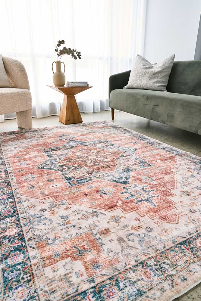 Lola Orient Rust Rug | Washable Rugs Belrose | Rugs N Timber