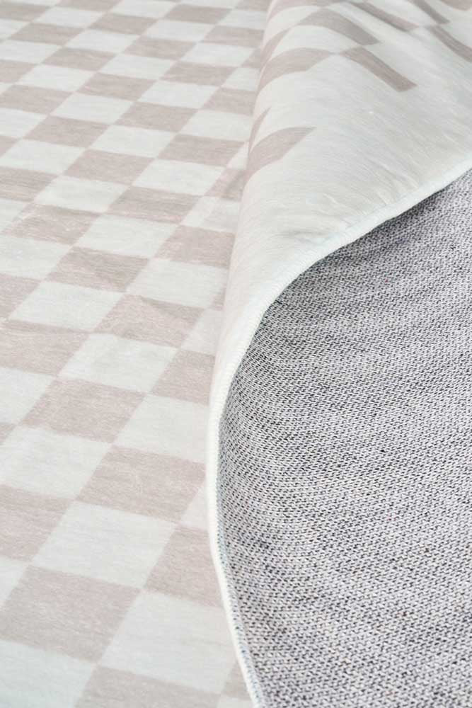 Lola Checkerboard Beige Rug | Washable Rugs Belrose | Rugs N Timber