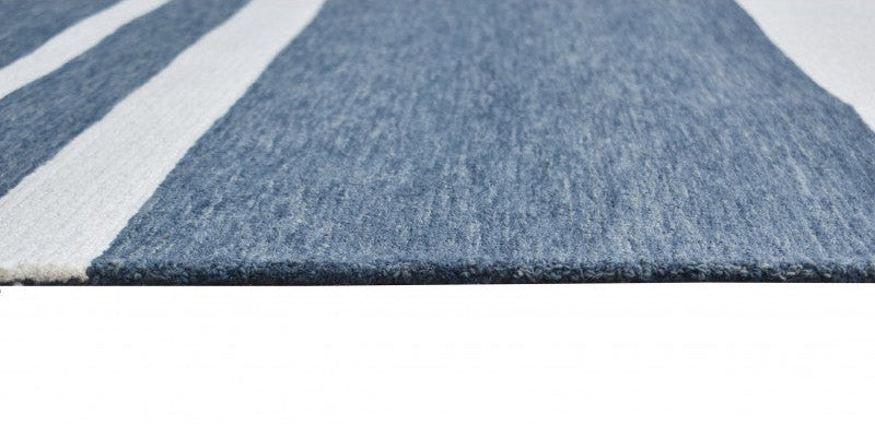 Riviera Blue Stripes Rug | Wool Rugs Belrose | Rugs N Timber