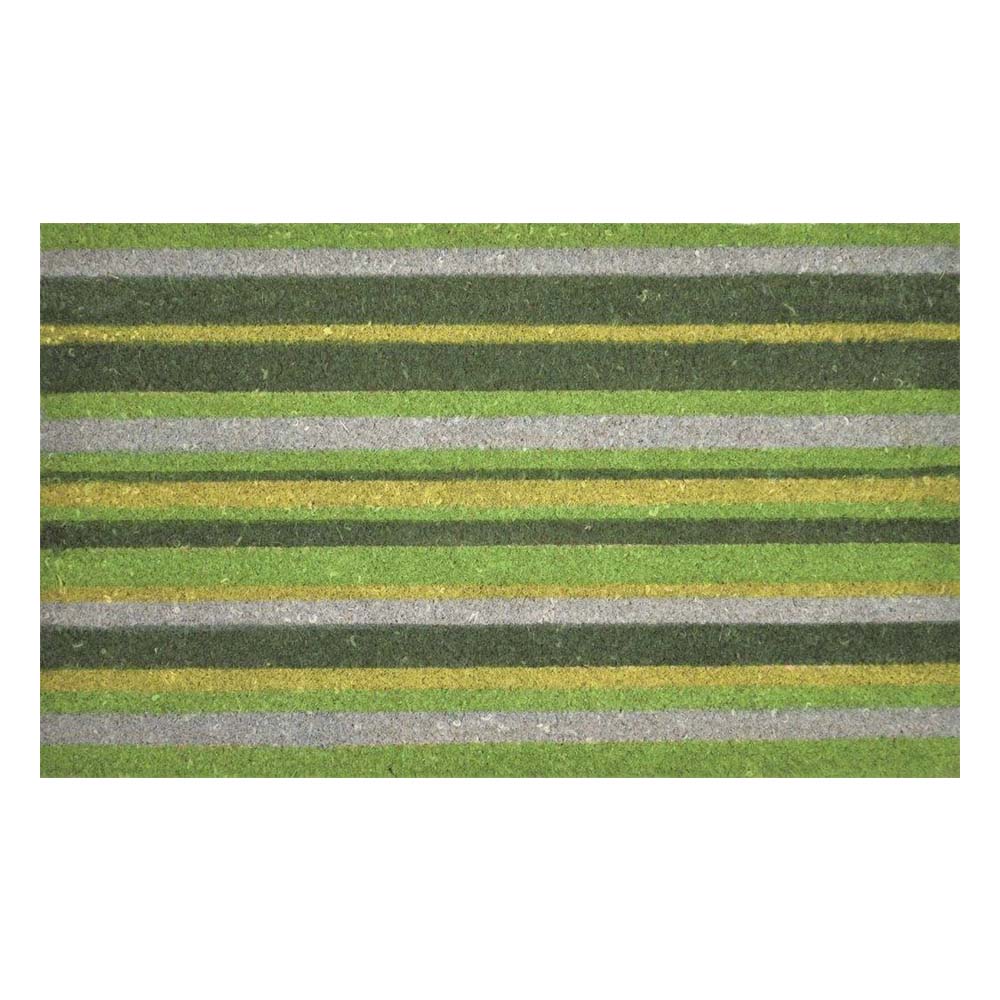 PVC Backed Coir Doormat - Green Stripes