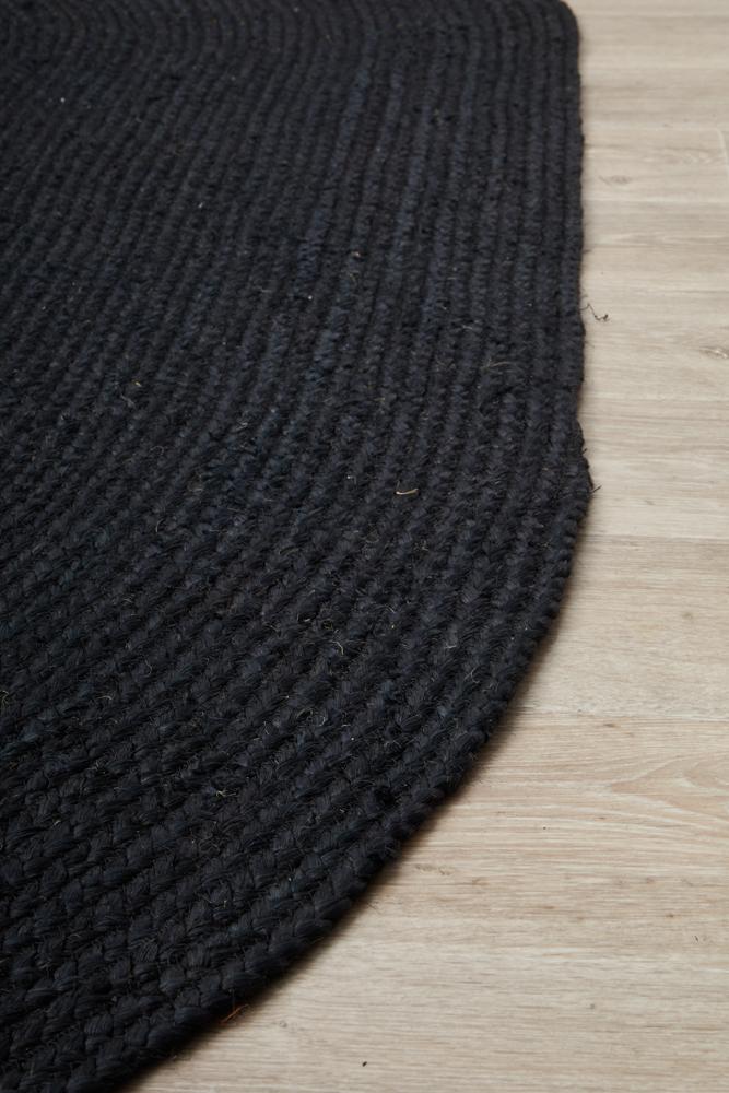 Isabella Black Jute Oval Rug